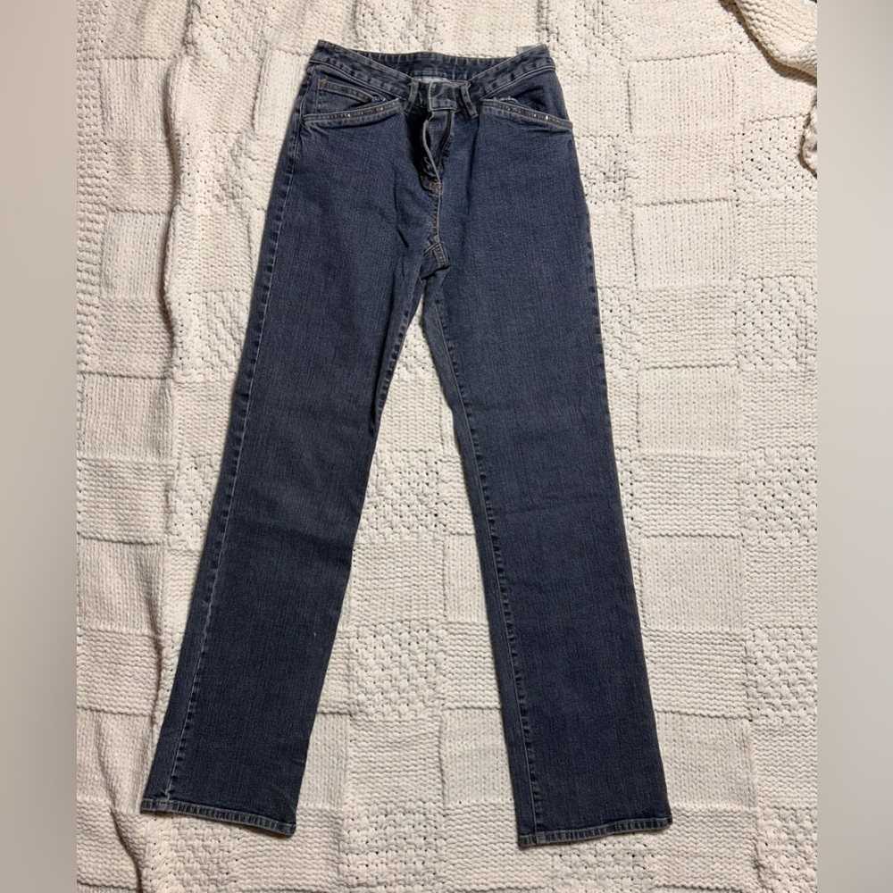 Y2K Casual Corner Dark Wash Mid Rise Straight Leg Jeans